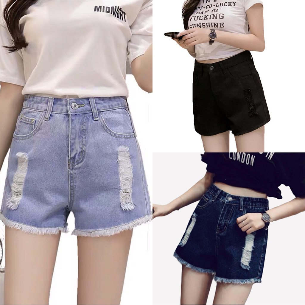 womens high waisted ripped denim shorts