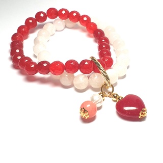Rainbow Moonstone and Faceted Ruby Quartz Double Layer #2