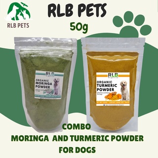 50 grams Turmeric Powder for Dogs and 50 grams Moringa Powder for Dogs - Overall Health Food Toppers