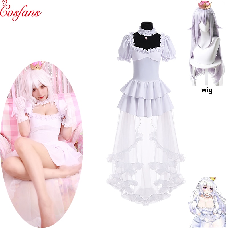 Boosette Cosplay Costume Bowsette Cosplay Princess Koopa White Costume