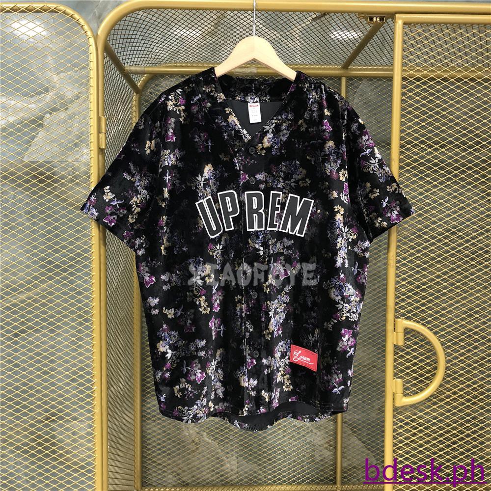 floral velour baseball jersey