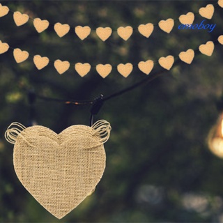 emoboy Heart Shaped DIY Party Banner Imitation Linen Valentines Day Hanging Bunting for Photo Booth #3