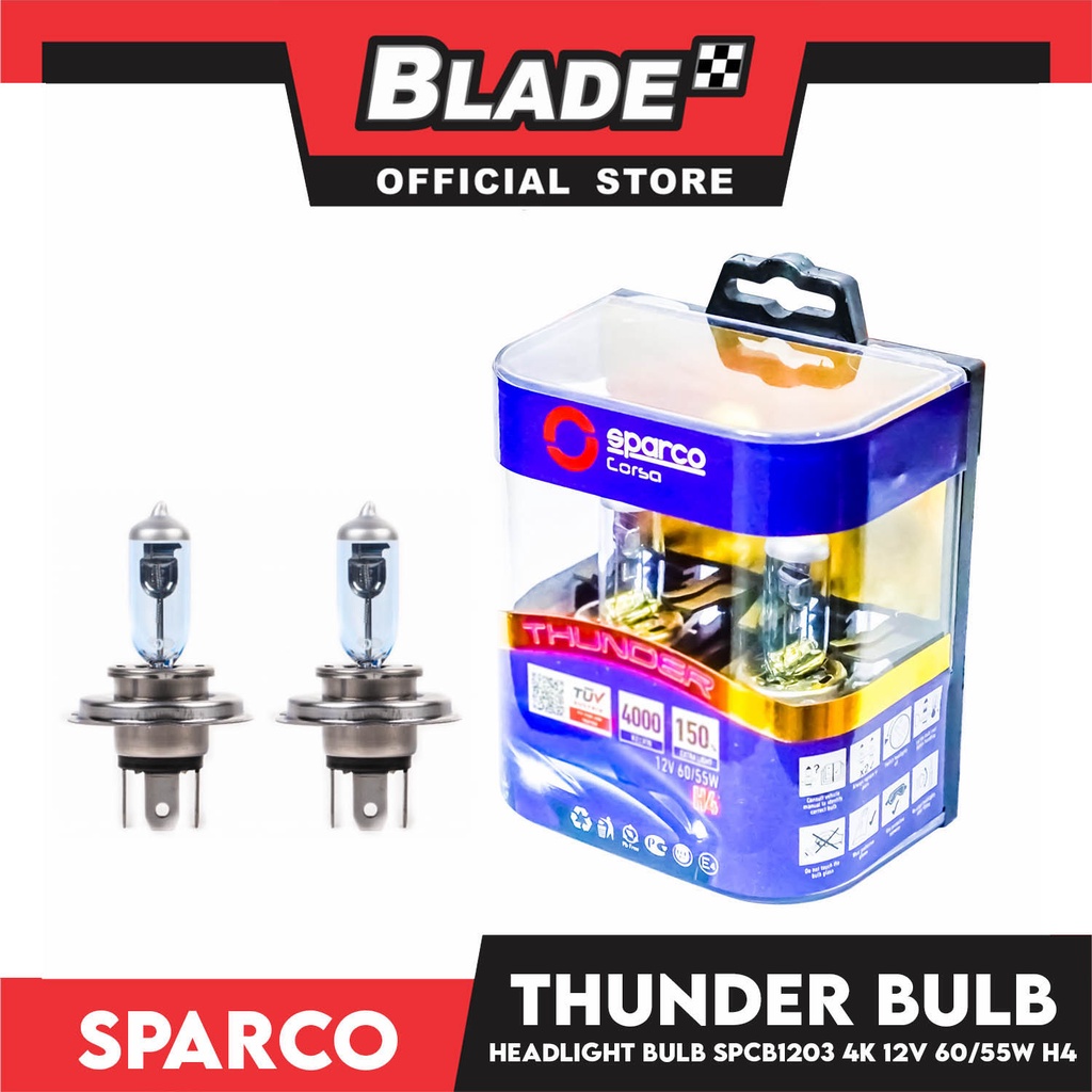 Sparco Corsa Thunder Headlight Bulb (SPCB1203) 4K 12v 6055W H4 Set of