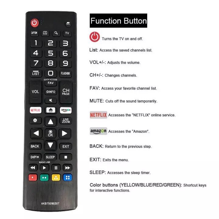 LG AKB75095307 Replace the LG 99 TV model remote control Smart TV