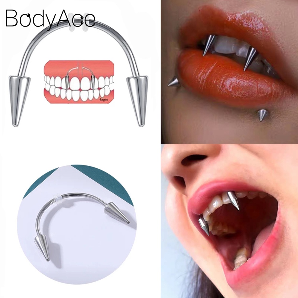 Labret Lip Jewelry BodyAce 16G Vampire Talon Lip Ring 925