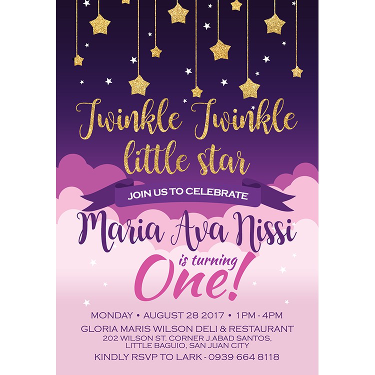 twinkle twinkle little star baptism invitation