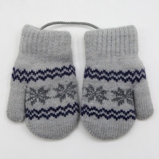 Children's Winter Gloves Small Snowflakes Alpaca Woolthick Warm Wool Newborn Knitted Gloves #7