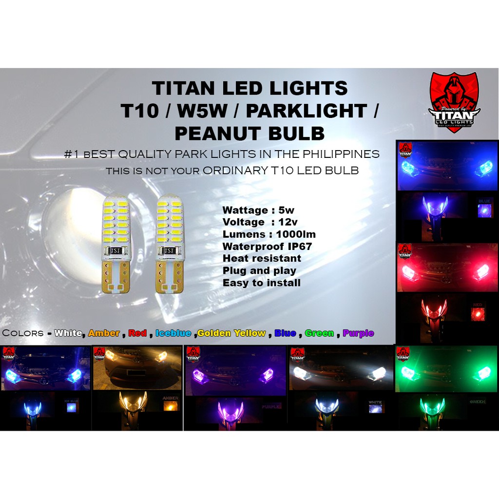 π΅π2pcs T10 Led Park light Premium Gold Plated / Peanut Bulb / W5W - Plug & Play