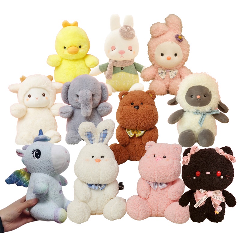 23CM Cute Animal Plush Toy Winter Bear Rabbit Poker Sheep Bear Elephant