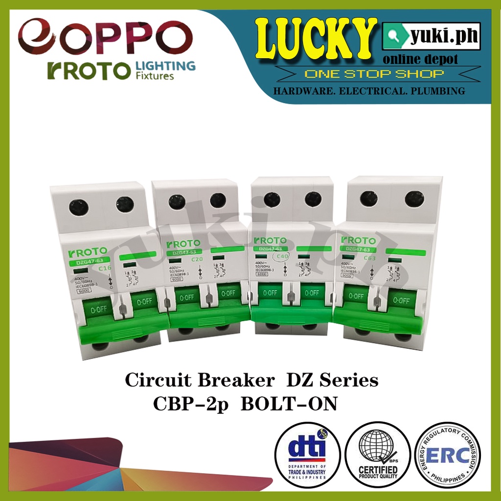 EOPPO Circuit Breaker DZ Series 15A, 20A, 30A, 40A, 60A CBP-2p BOLT-ON ...