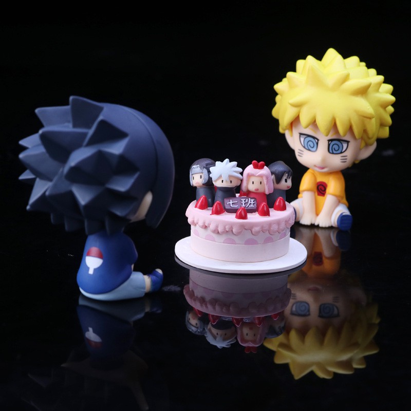 Kawaii Anime Figure Naruto Shippuden Uzumaki Naruto Uchiha Sasuke With Cake Pvc Action Figure Shopee Philippines