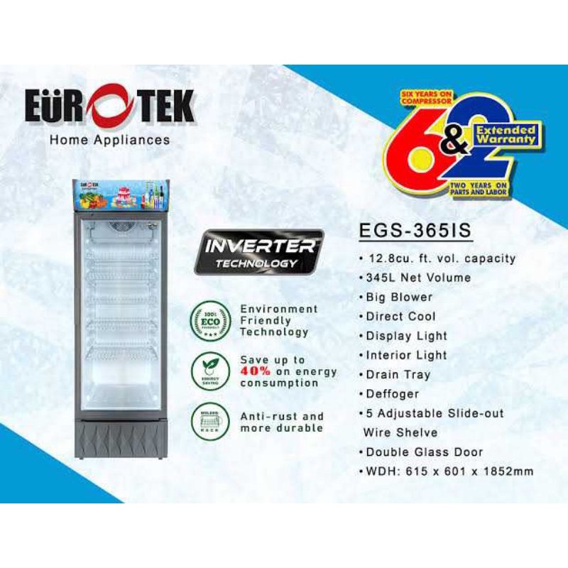 Eurotek INVERTER Glass Showcase upright chiller beverage cooler