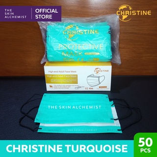 50 PCS Original Christine Turquoise Thick Disposable Face Mask EXCELLENT QUALITY #1