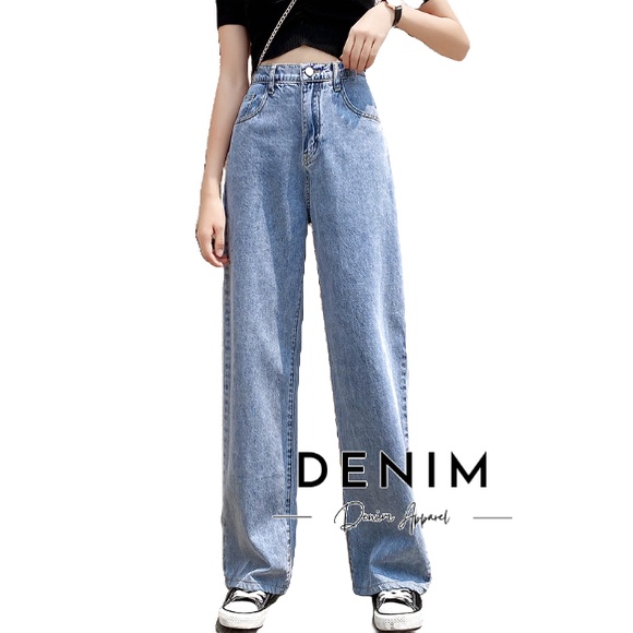 denim_apparel WIDE LEG Pants BlackPink Mom Jeans HighWaist BoyFriend ...