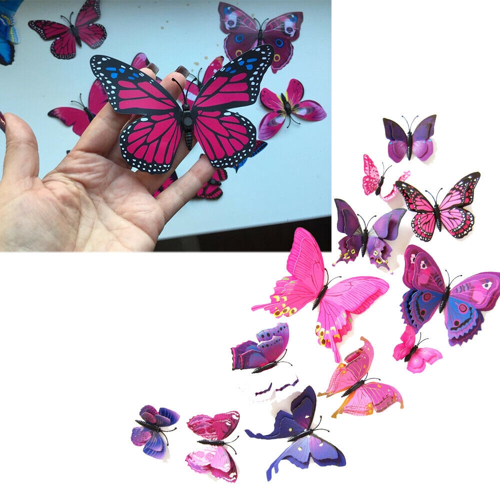 12Pcs 3D DIY Butterfly Wall Stickers PVC Decoration Creative Room Decal Home | Shopee Philippines