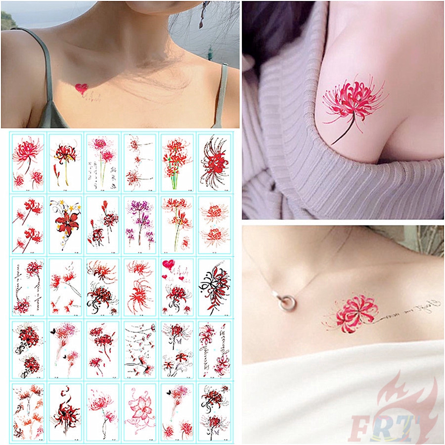 Red Spider Lily Flower Temporary Tattoo Stickers 30sheets Set Waterproof Tattoos For Sexy Arm Clavicle Body Art Hand Foot Shopee Philippines