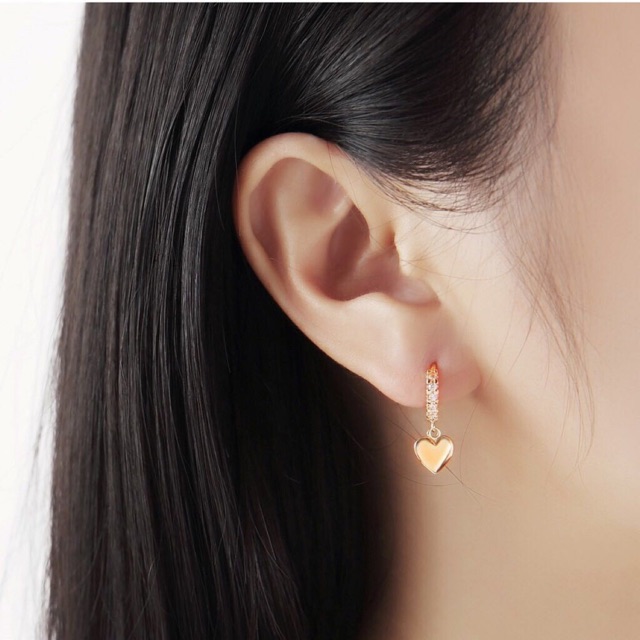 【BY】18k Rose gold Plated Heart earrings！(1Pair) Shopee Philippines
