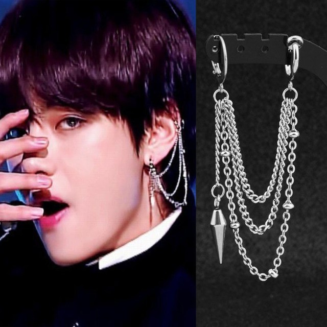 1pc Kpop BTS V Earing same ear chain earings Jewelry personalized