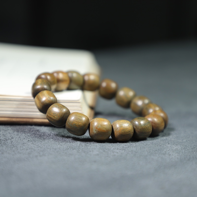 Genuine Green Sandalwood Bracelet 1.2cm Wood Wenwan Buddha Men Wom ...