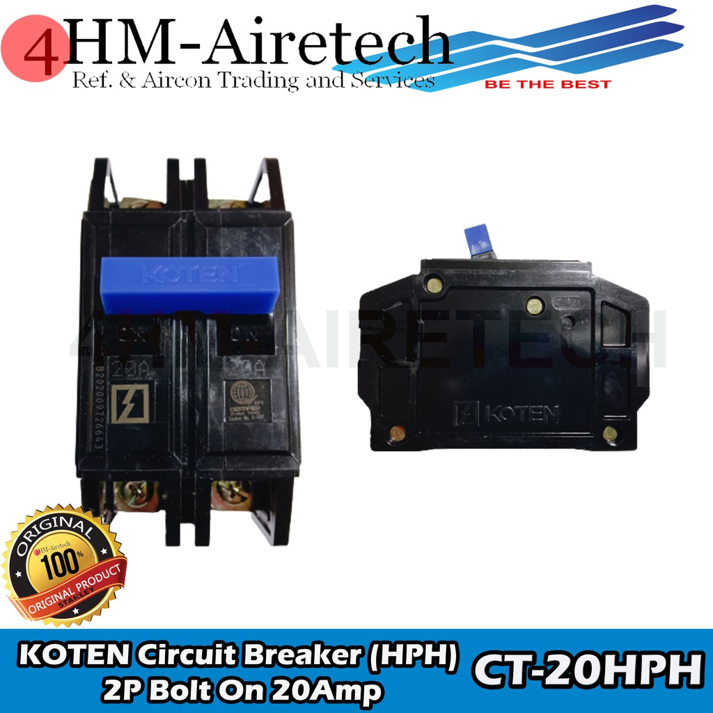 KOTEN Circuit Breaker (HPH) 2P Bolt On 20Amp | Shopee Philippines