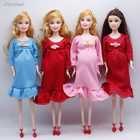 With pregnant belly barbie