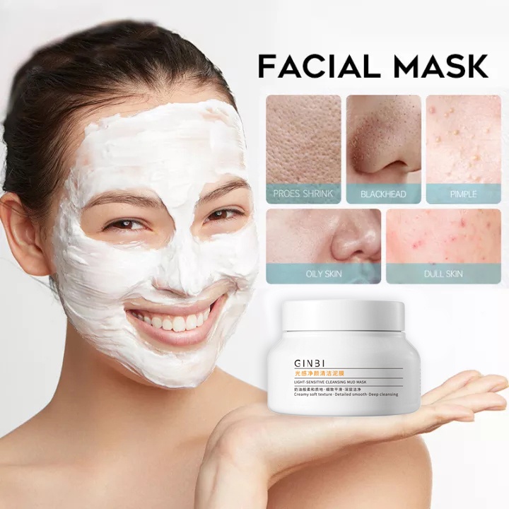 250g Cleansing Mud Mask Acne Treatment Oil Control Shrink pores Deep ...