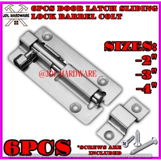 2205 6PCS Silver Stainless Steel Door Latch Sliding Lock Barrel Bolt Latch (2,3,4 INCHES) #1
