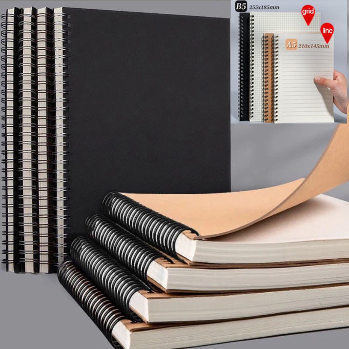 COD A5/B5 Retro Diary Kraft Paper Coil Notebook LooseLeaf Book Line