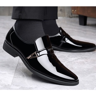 Leather shoes Men's business formal wear shoes British set of feet Black casual leather shoes