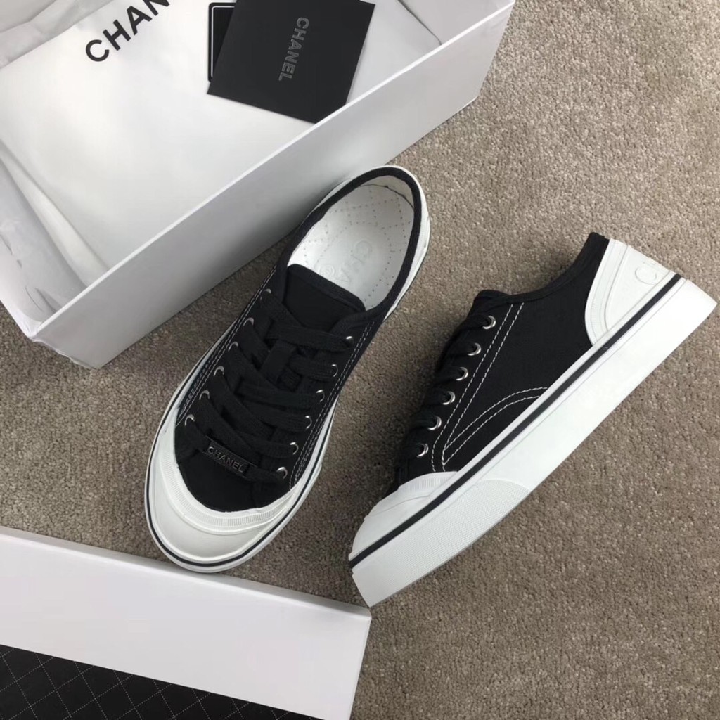 100% Original Chanel Black/White Sneaker Shoes For Women | Shopee  Philippines