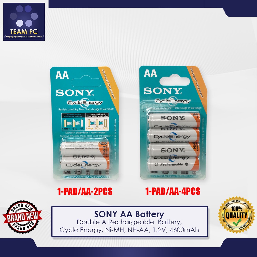 SONY AA Battery, Double A Rechargeable Battery, Cycle Energy, NiMH, NH