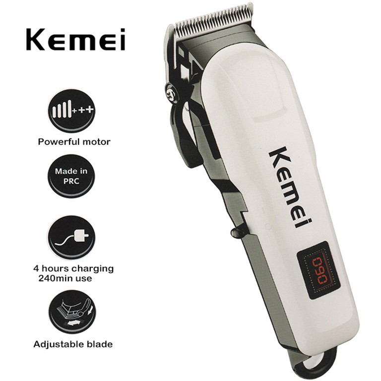 Kemei 809A Stainless Steel Cutter Hair Trimmer LCD Display Electric Hair Clipper Shopee