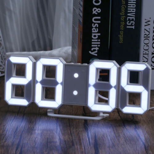 Modern Digital 3D White LED Wall Clock Alarm Clock12/24 Hour Shopee