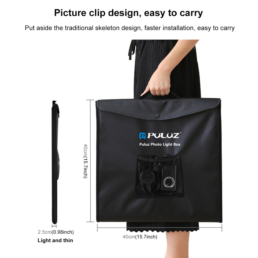 【Genuine Ready Stock】PULUZ 40cm Folding Portable 30W 5500K White Light Photo Lighting Studio Shooting Tent Box Kit with 6 Colors Backdrops (Black, Orange, White, Red, Green, Blue), Size: 40cm x 40cm x 40cm #8