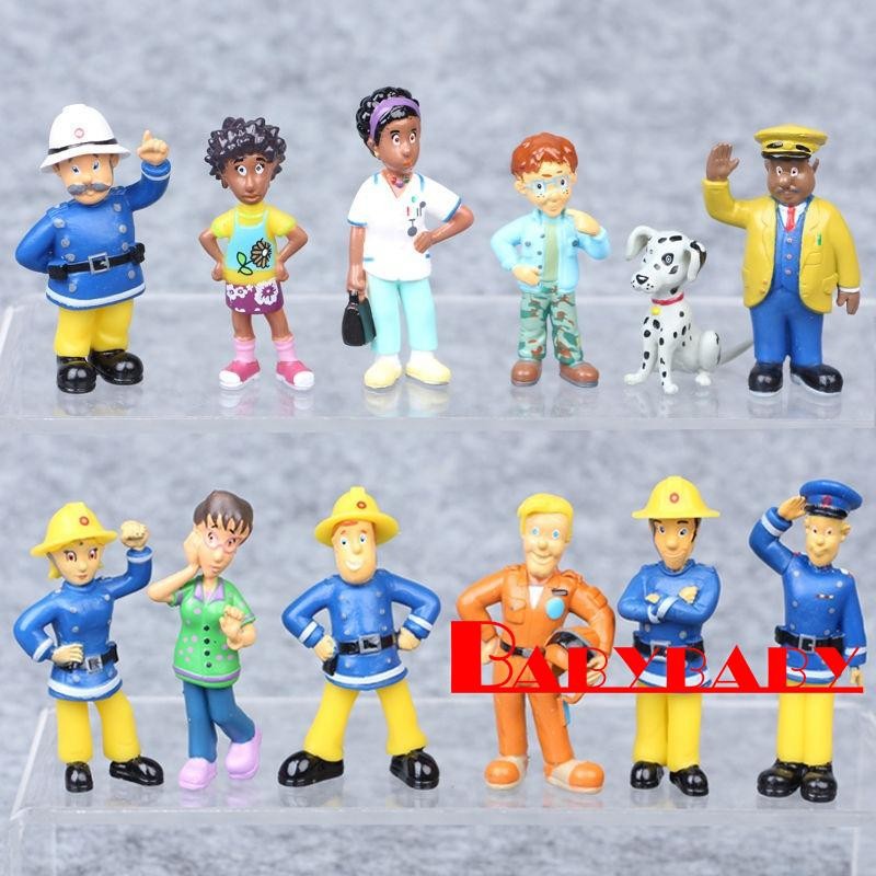 ABB-12Pcs 3-6cm Fireman Sam PVC Figures Elvis/Steele/Dilys/ | Shopee ...