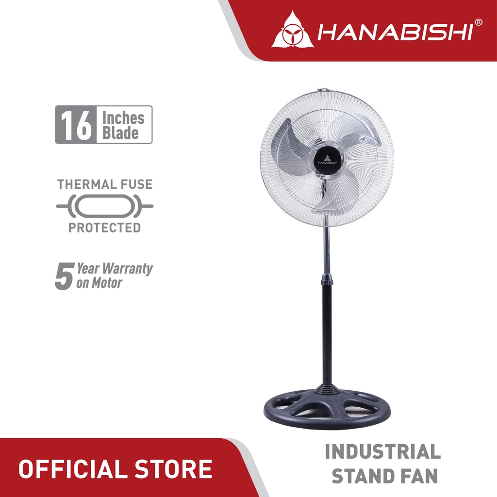 Hanabishi Industrial Stand Fan HISF160 16 inch blade Durable Household