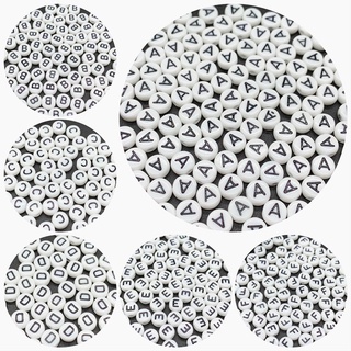 100Pcs/Pack 4*7mm 26 A-Z letter mixed black and white letter beads spacer beads
