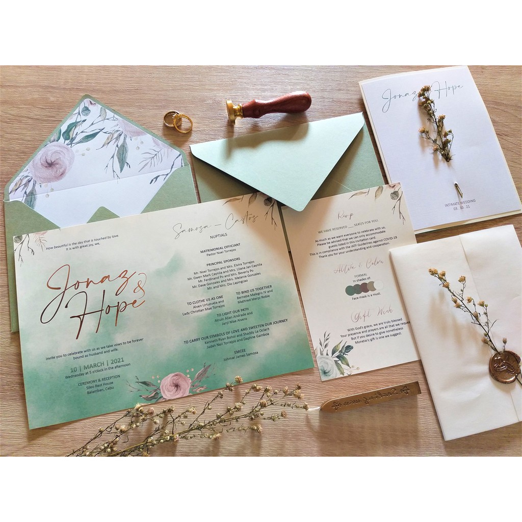 Vintage Sage Green Wedding Invitations, Elegant Greenery Wedding Invites,  Handmade Vellum Wedding Invitation Suite, Minimalistic Green Wedding Cards