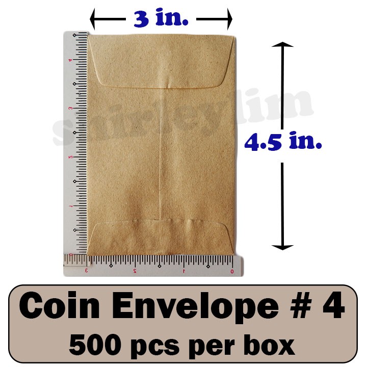 Kraft Coin Envelope Size No. 4 (500 pcs) Brown 3 in. x 4.5 in. Shopee