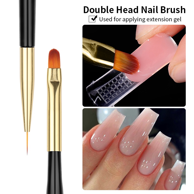 3Pcs Acrylic French Stripe Nail Art Liner Brush Set 3D Tips Manicuring