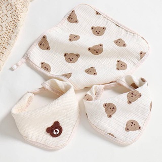 3in1 Newborn Baby Cotton bibs Square Towel Muslin Scarf Burp with SnapTriangle Towel Dual-use Baby Gauze Bib kids Saliva Meal Bib