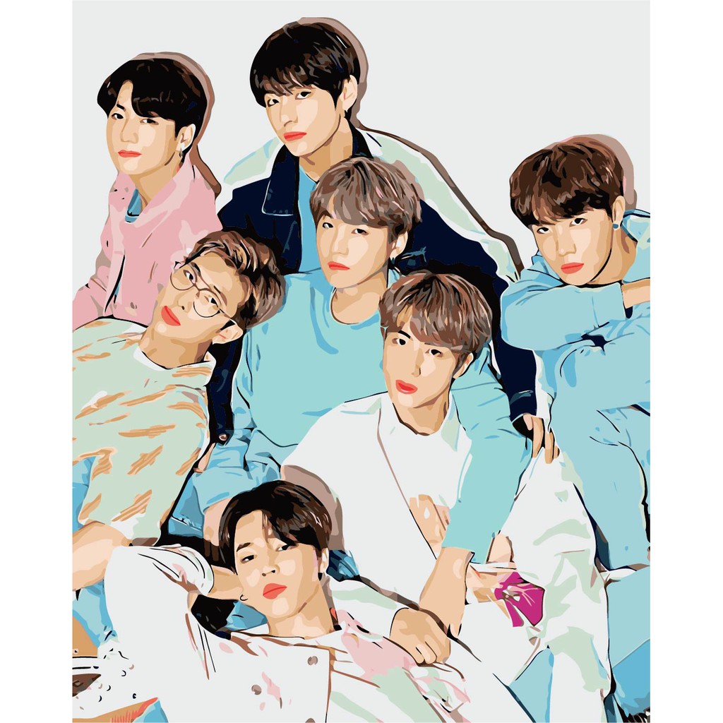 BTS Group A (with FRAME 40x50cm) Paint by Numbers / Painting by Numbers