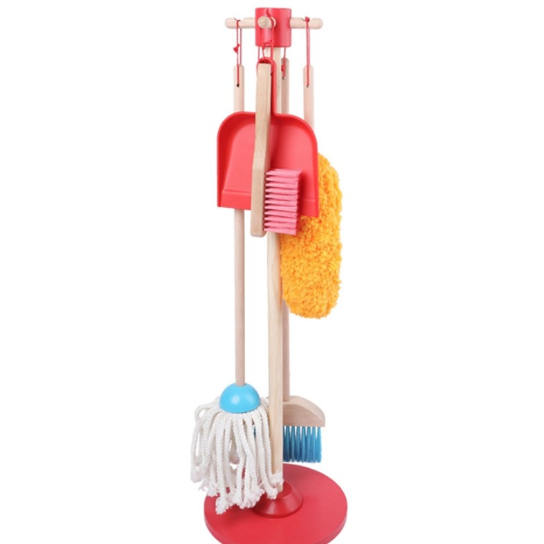 wooden toy cleaning set