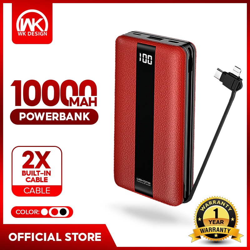 WK Design P.083 10000mAh Large Capacity Powerbank Builtin Cables for