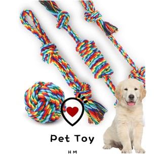 PET & HOME  Pet toy Rainbow Cotton Rope Pet Toys Colorful Rope Resistant Toys