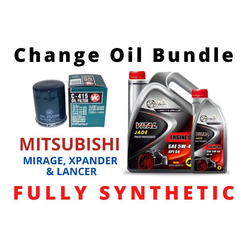 Change Oil Bundle Fully Synthetic Oil for Mitsubishi Mirage, Xpander