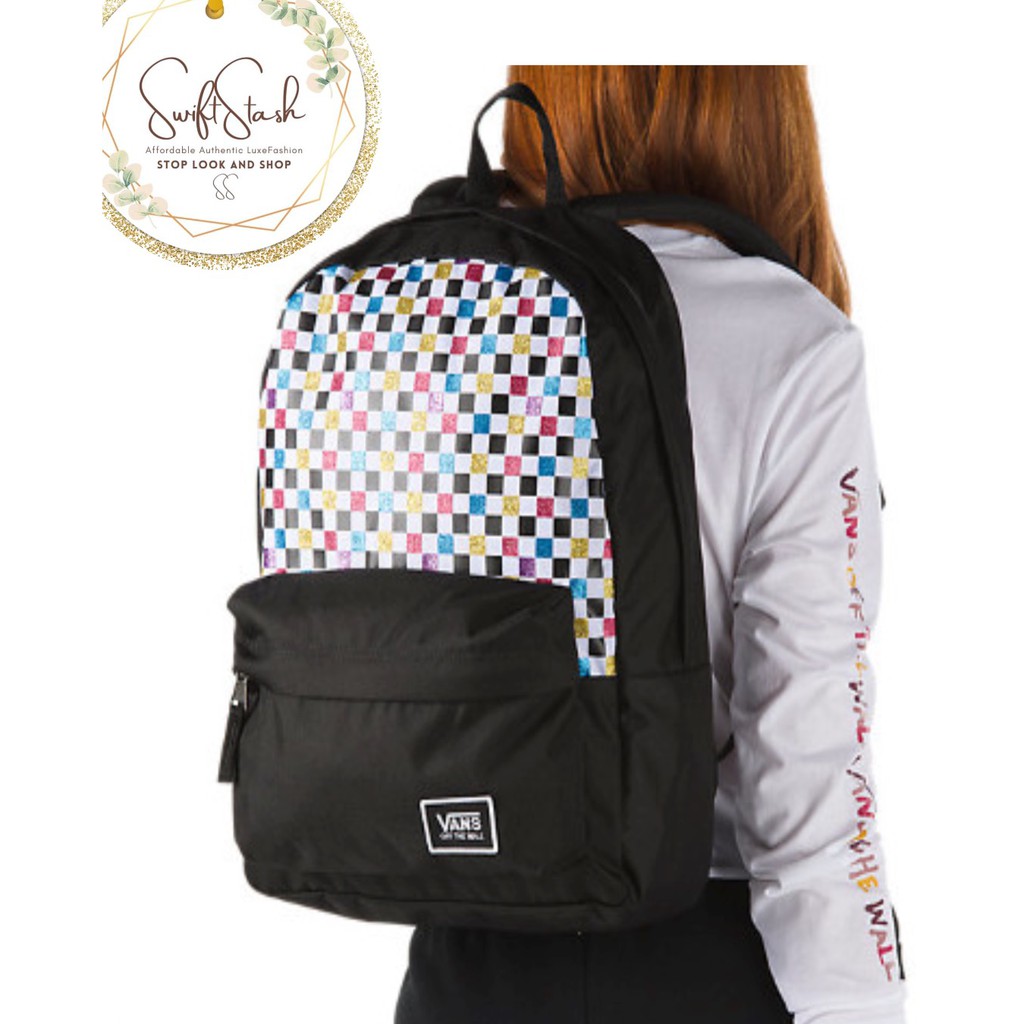 Souvenir Maleri Smigre Vans Realm Backpack Glitter Check Glitter - Original | Shopee Philippines