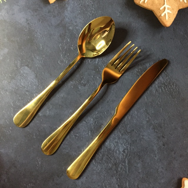 GOLDEN CUTLERY GOLD SPOON AND FORK SET Shopee Philippines