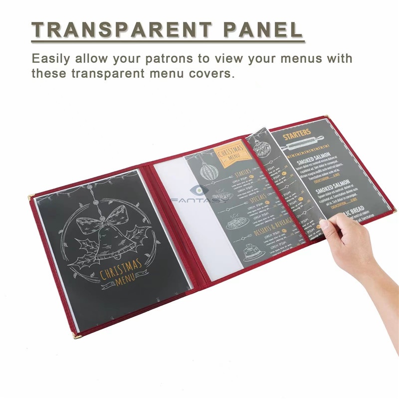 Foldable 3 Pages 6 Faces A4 Transparent Menu Covers Restaurant Menu ...