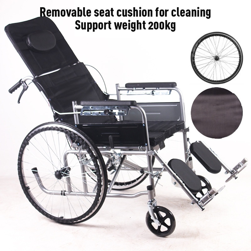 Functional Medical Wheelchair Hand Push Semirecumbent Full Recumbent